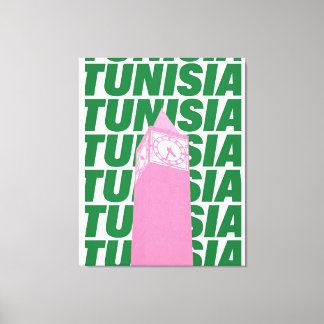 Retro Tunisia Clock Poster | Vintage Travel-Inspir Canvastryck