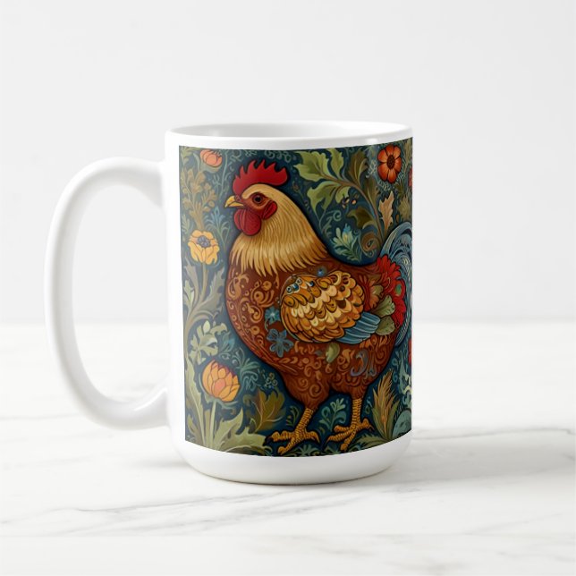 Retro tupp boho chic land kyckling kaffemugg (Vänster)