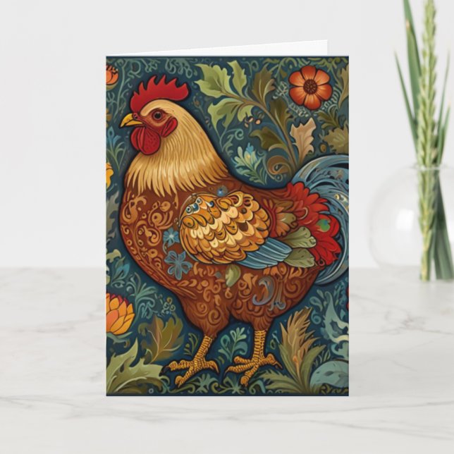 Retro tupp boho chic land kyckling kort (Framsida)