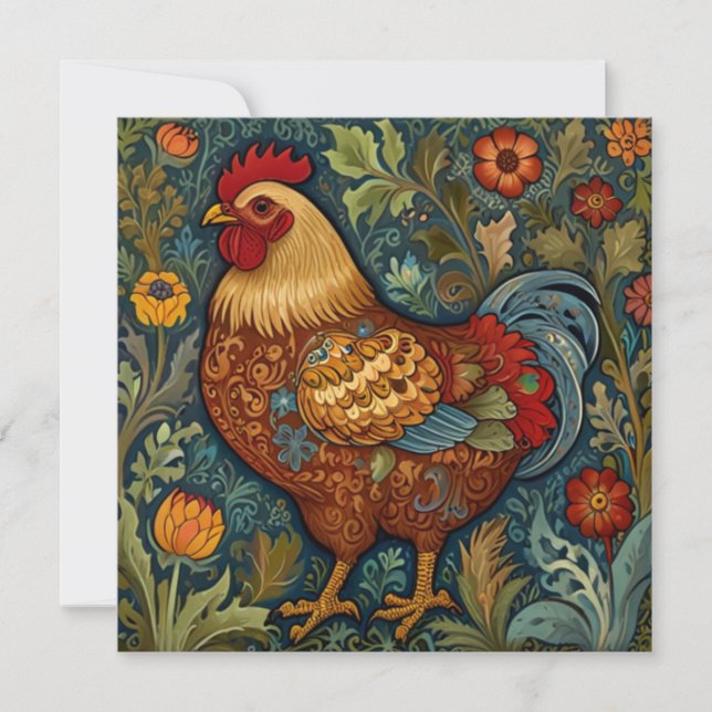 Retro tupp boho chic land kyckling kort (Framsida)