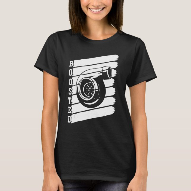 Retro Turbo Bil Boost Boostad Turbo Tuner A T Shirt (Framsida)