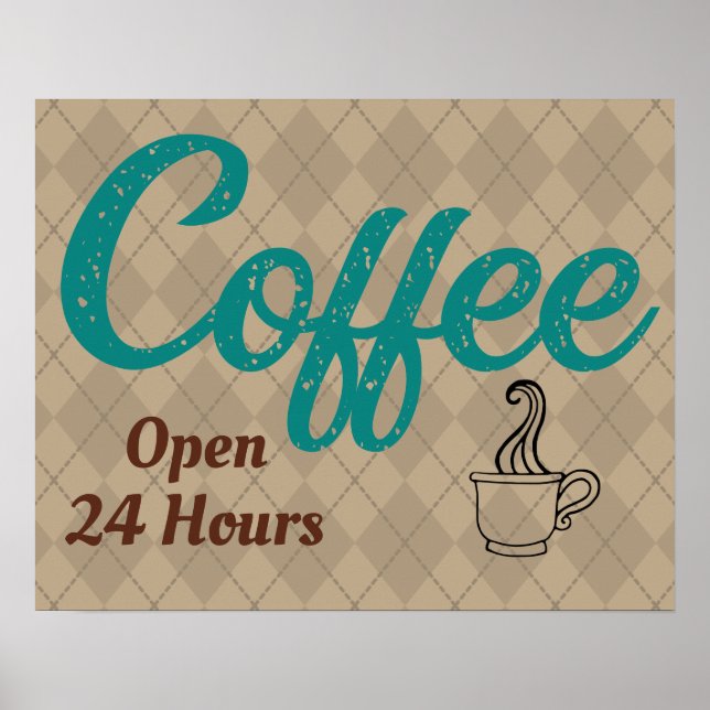 Retro Turcoise Coffee Shop Sign Art Poster (Framsidan)