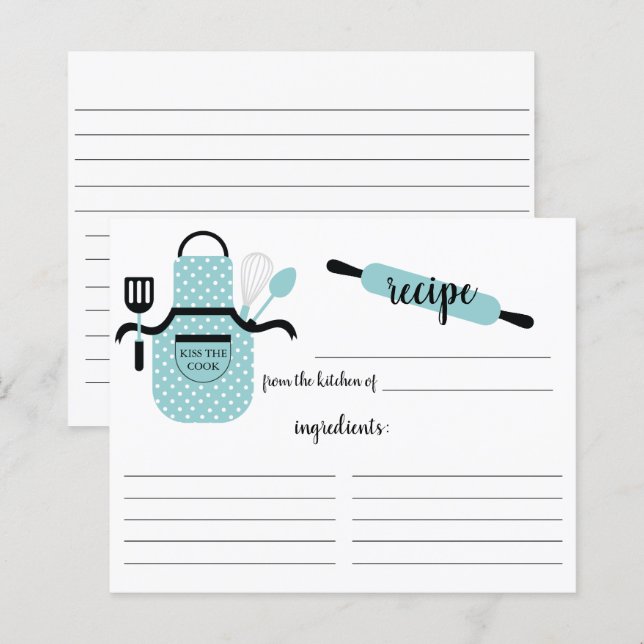 Retro Turcos Apron Kitchen Verktyg Recept Card (Fram/baksida)