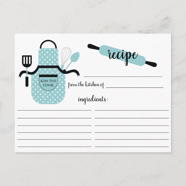 Retro Turcos Apron Kitchen Verktyg Recept Card Vykort (Framsida)