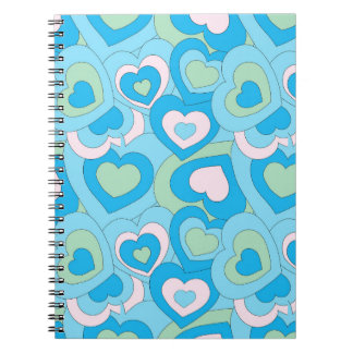 Retro Turcos Blue Heart Spiral Anteckningsbok