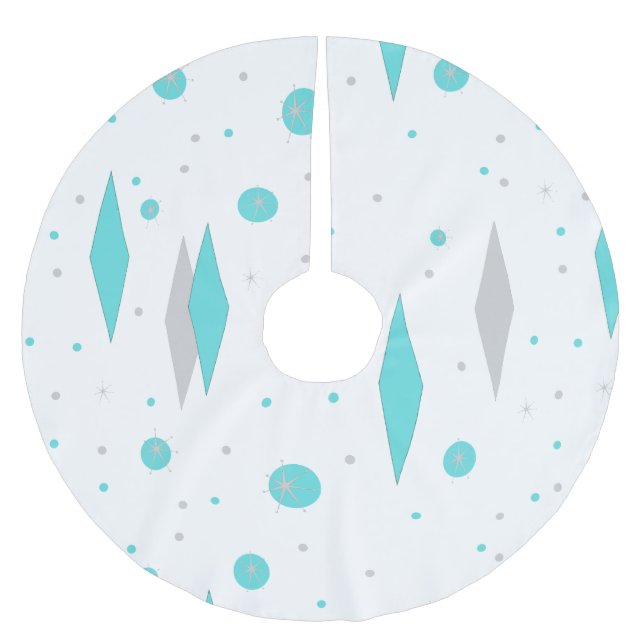 Retro Turcos Diamond & Starburst Träd Skirt Julgransmatta Borstad Polyester (Framsidan)