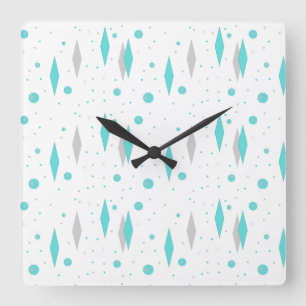 Retro Turcos Diamond & Starburst Wall Clock Fyrkantig Klocka