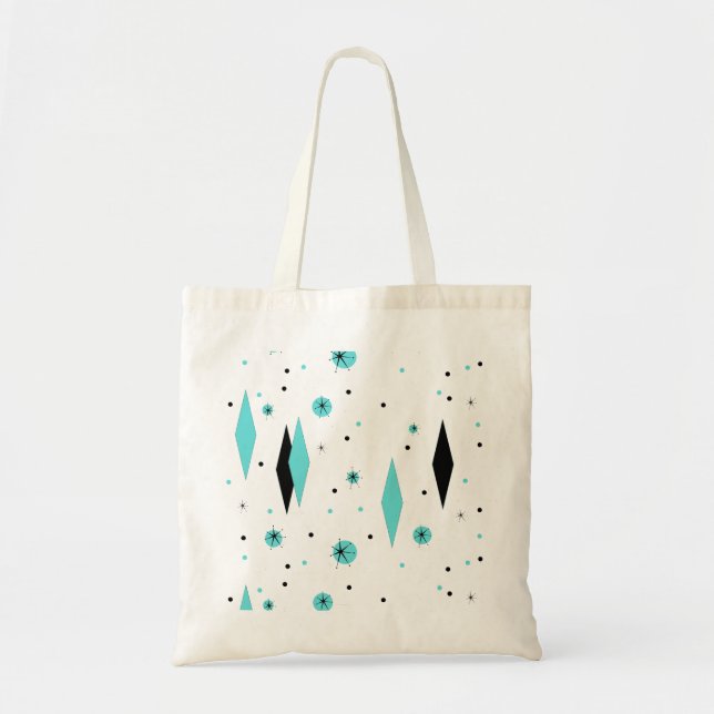 Retro Turcos Diamonds and Starbursts Tote Bag Tygkasse (Framsidan)