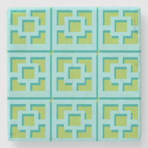 Retro Turcos och Grönt Trellis Stone Underlägg