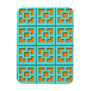 Retro Turcos och Orange Flexible Photo Magnet