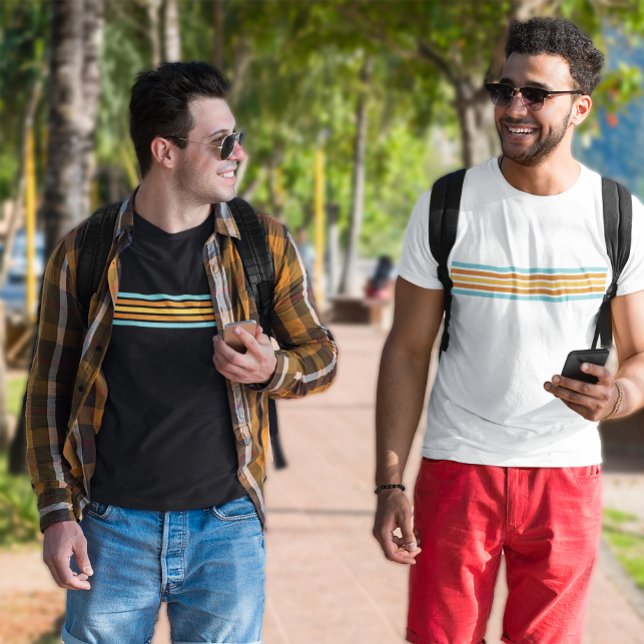 Retro Turcos och Orange Rand T Shirt (looks great in black or white. what color will you choose?)