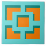 Retro Turcos och Orange Trellis Ceramic Tile Kakelplatta<br><div class="desc">Lägg till ett stänk i det moderna Handflatan-Vår i mitten av århundradet överallt med denna Retro Turquise och Orange Trellis mönster keramiska bricka (gigantisk skrift). Den inspirerades av vintage-konkreta,  bryggblock. Den designade arkitekturen på 1950-talet kommer att göra ge till en vardaglig konstruktör.</div>