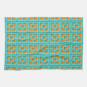 Retro Turcos och Orange Trellis Kitchen Towels Kökshandduk