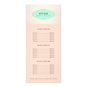 Retro Turcos och Peach Pris List-meny Reklamkort