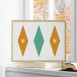 Retro Turcos Orange Cream Stars Diamonds Poster<br><div class="desc">Denna moderna poster i mitten av århundradet har 3 stora diamanter med 2 stjärnor i mitten,  i en kombination av färg turkosa blått,  orange och grädde. Det skulle göra en roligt till dina väggar!</div>