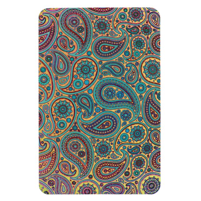 Retro Turcos Rainbow Paisley motif Magnet (Vertikal)