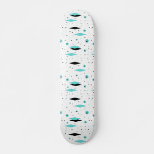 Retro Turcouise Diamonds & Starbursts Skateboard