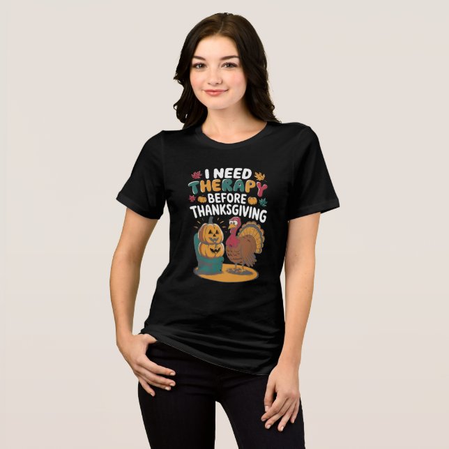 Retro Turkey Therapy  T Shirt (Framsida Full)