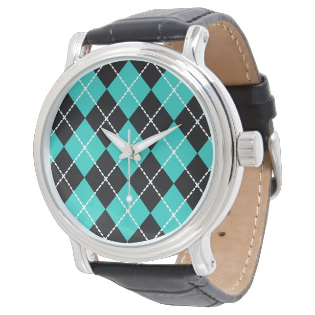 Retro turkos argyleklocka armbandsur (Vinklad)