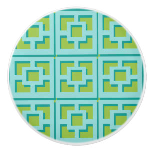 Retro Turkos och Grönt Trellis Ceramic Dragic Dra Knopp