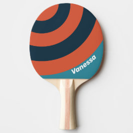 Retro Turkos Stänk Cirkel Rand med Namn Pingisracket