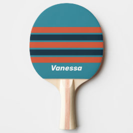 Retro turkos stänk tvärs över randigt med namn pingisracket