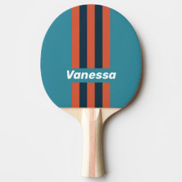 Retro Turkos Stänkade Randiga med Namn Pingisracket
