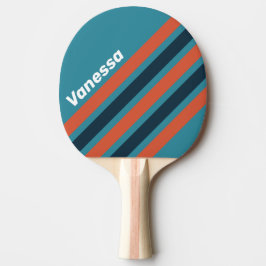 Retro Turkos Vattensprut Vinklad Randig med Namn Pingisracket
