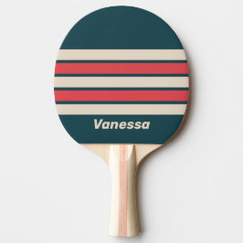 Retro turkos vibe med randiga detaljer och namn pingisracket