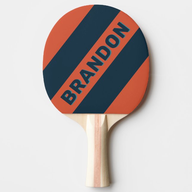 Retro turkosa vågiga feta ränder med namn pingisracket (Framsidan)