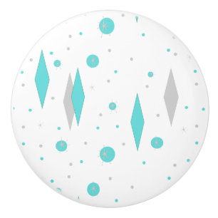 Retro turkosdiamant & Starburst keramisk knopp