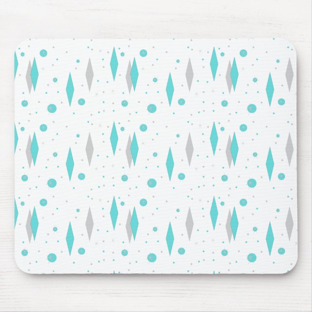 Retro turkosdiamant & Starburst Mousepad Musmatta (Framsidan)