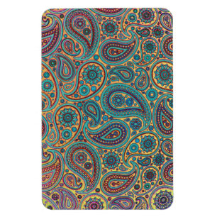 Retro turkosregnbågePaisley motiv Magnet