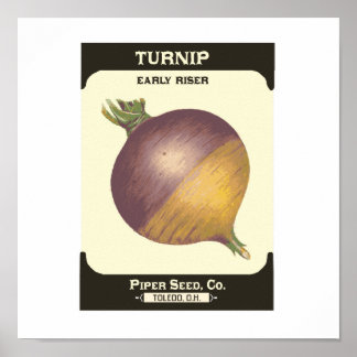 Retro Turnip Vegetable Seed Packet Poster Skriv ut