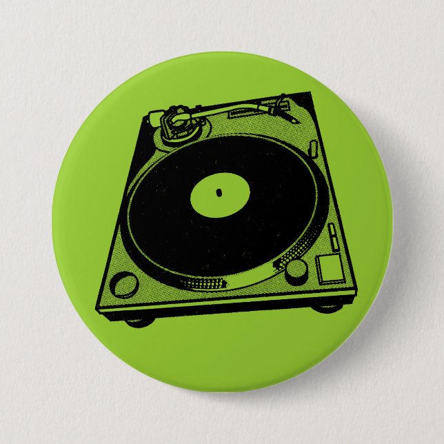 Retro Turntable Graphic in Black Knapp (Framsida)