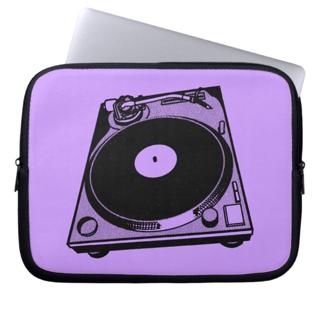 Retro Turntable Graphic in Black Laptop Fodral (Framsidan)