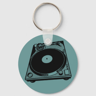 Retro Turntable Graphic in Black Nyckelring