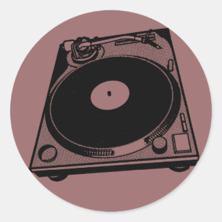 Retro Turntable Graphic in Black Runt Klistermärke