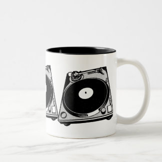 Retro Turntable Graphic in Black Två-Tonad Mugg