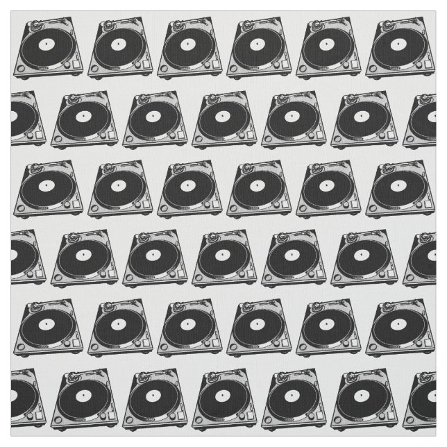 Retro Turntable Graphic in Black Tyg (Provkarta)