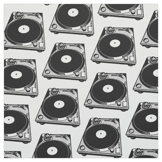 Retro Turntable Graphic in Black Tyg (Provkarta)