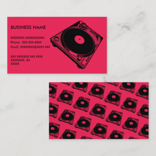 Retro Turntable Graphic in Black Visitkort