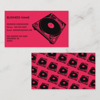Retro Turntable Graphic in Black Visitkort