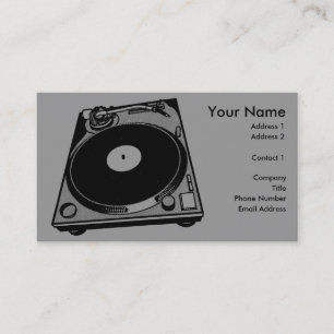 Retro Turntable Graphic in Black Visitkort