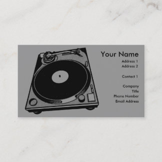 Retro Turntable Graphic in Black Visitkort