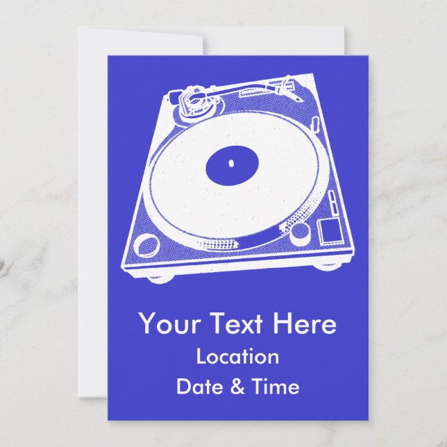 Retro Turntable Graphic in White Inbjudningar (Framsida)