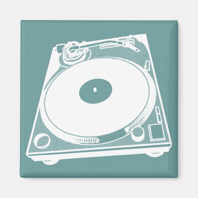 Retro Turntable Graphic in White Magnet (Framsidan)