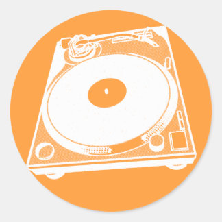 Retro Turntable Graphic in White Runt Klistermärke