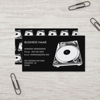 Retro Turntable Graphic in White Visitkort
