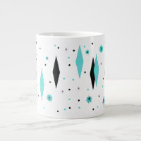 Retro Turquoise Diamonds & Starbursts Jumbo Mugg